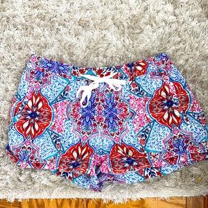 Multicolored linen shorts